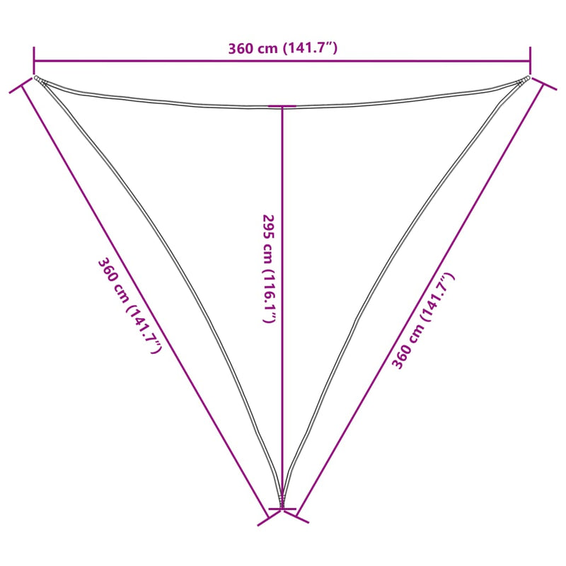 vidaXL krémszínű oxford szövet napvitorla 3,6 x 3,6 x 3,6 m