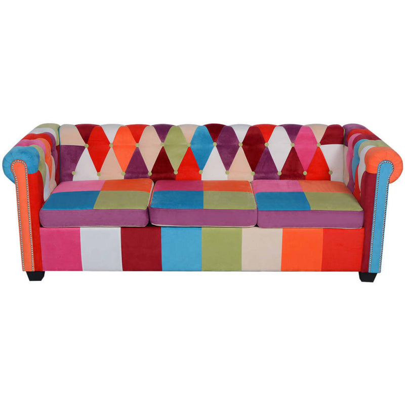 vidaXL 3 személyes szövet Chesterfield kanapé