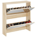 vidaXL 2 szintes tölgyfa cipőszekrény tükörrel 63 x 17 x 67 cm