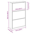 vidaXL 3 szintes tölgyfa cipőszekrény tükörrel 63 x 17 x 102,5 cm