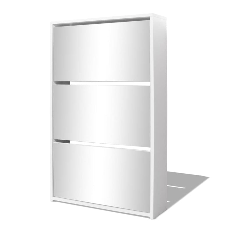 vidaXL 3 szintes fehér cipőszekrény tükörrel 63 x 17 x 102,5 cm