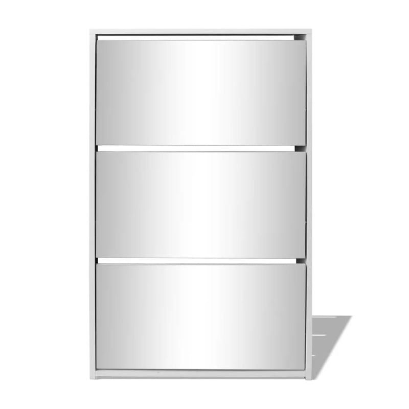 vidaXL 3 szintes fehér cipőszekrény tükörrel 63 x 17 x 102,5 cm