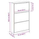 vidaXL 3 szintes fehér cipőszekrény tükörrel 63 x 17 x 102,5 cm