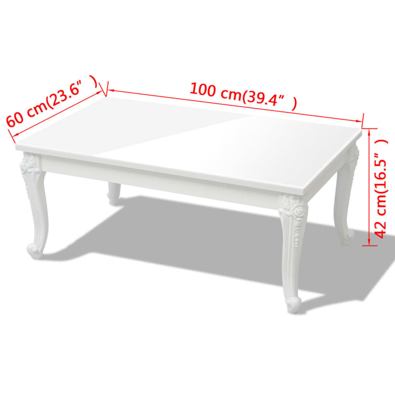 vidaXL Fehér magasfényű 100x60x42 cm-es dohányzóasztal