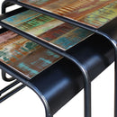 vidaXL 3 darab egymásba rakható tömör újrahasznosított fa asztal