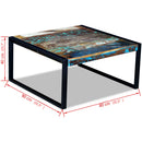 vidaXL tömör újrahasznosított fa dohányzóasztal 80 x 80 x 40 cm