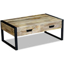 vidaXL 100x60x40 cm tömör mangófa dohányzóasztal 2 fiókkal