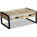 vidaXL 100x60x40 cm tömör mangófa dohányzóasztal 2 fiókkal