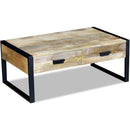 vidaXL 100x60x40 cm tömör mangófa dohányzóasztal 2 fiókkal