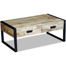 vidaXL 100x60x40 cm tömör mangófa dohányzóasztal 2 fiókkal