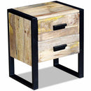 vidaXL 43x33x51 cm 2 fiókos tömör mangófa kis asztal