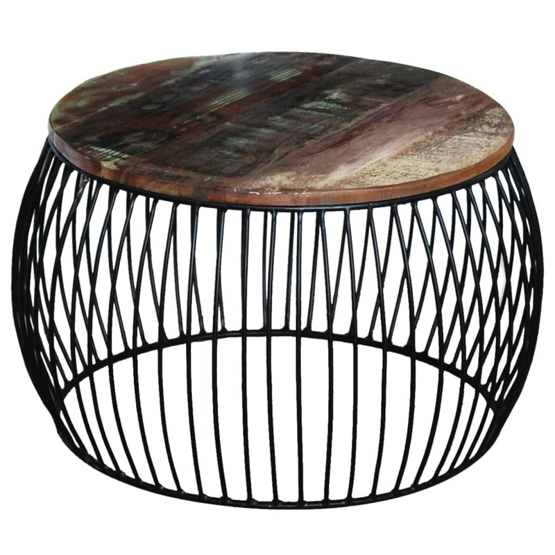 vidaXL kerek tömör újrahasznosított fa dohányzóasztal 68 x 37 cm