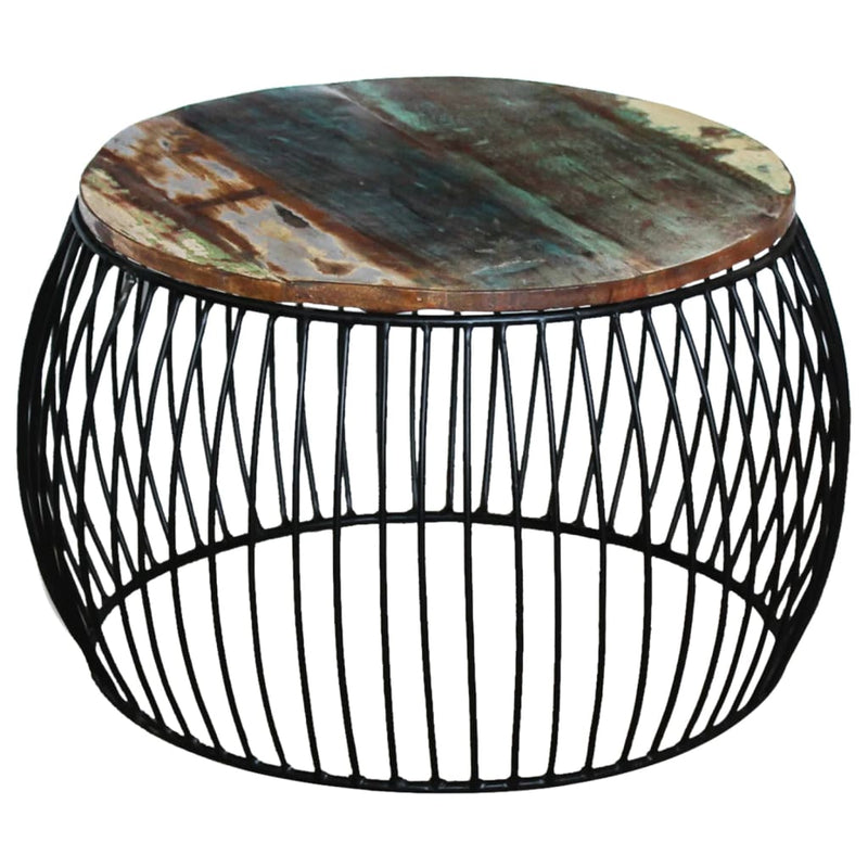 vidaXL kerek tömör újrahasznosított fa dohányzóasztal 68 x 37 cm