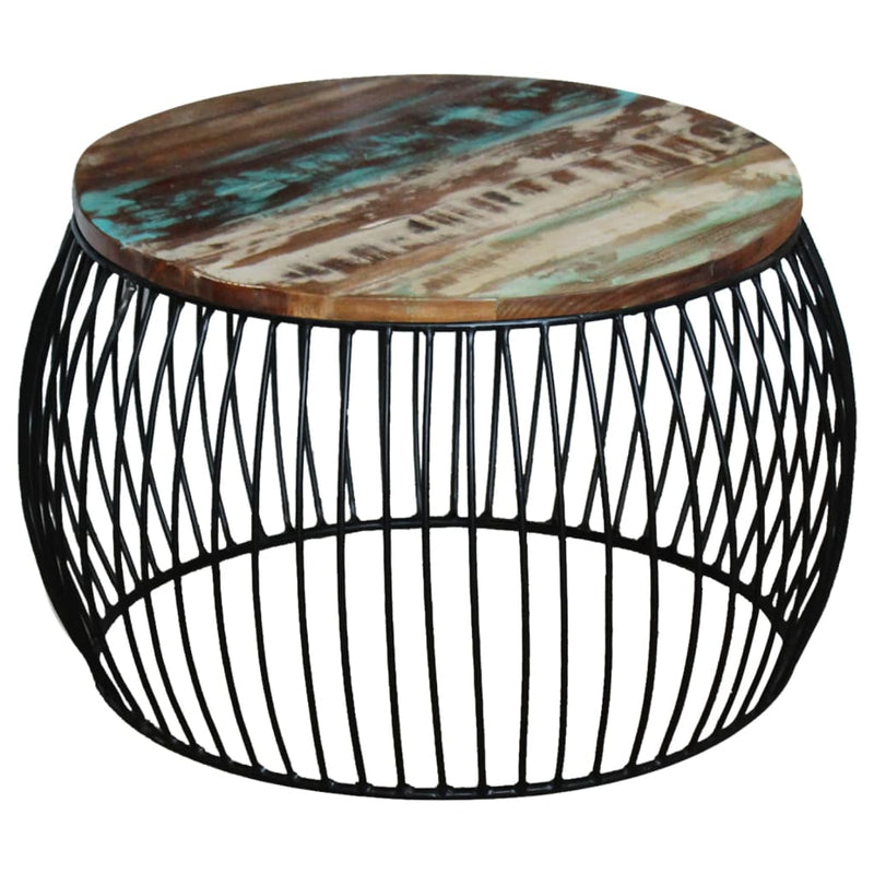 vidaXL kerek tömör újrahasznosított fa dohányzóasztal 68 x 37 cm