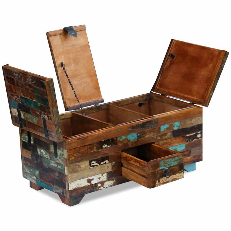 vidaXL ládika dohányzóasztal tömör újrahasznosított fa 80x40x35 cm