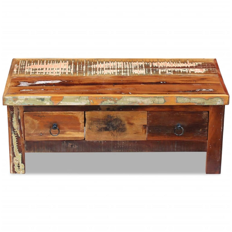vidaXL tömör újrahasznosított fa fiókos dohányzóasztal 90 x 45 x 35 cm