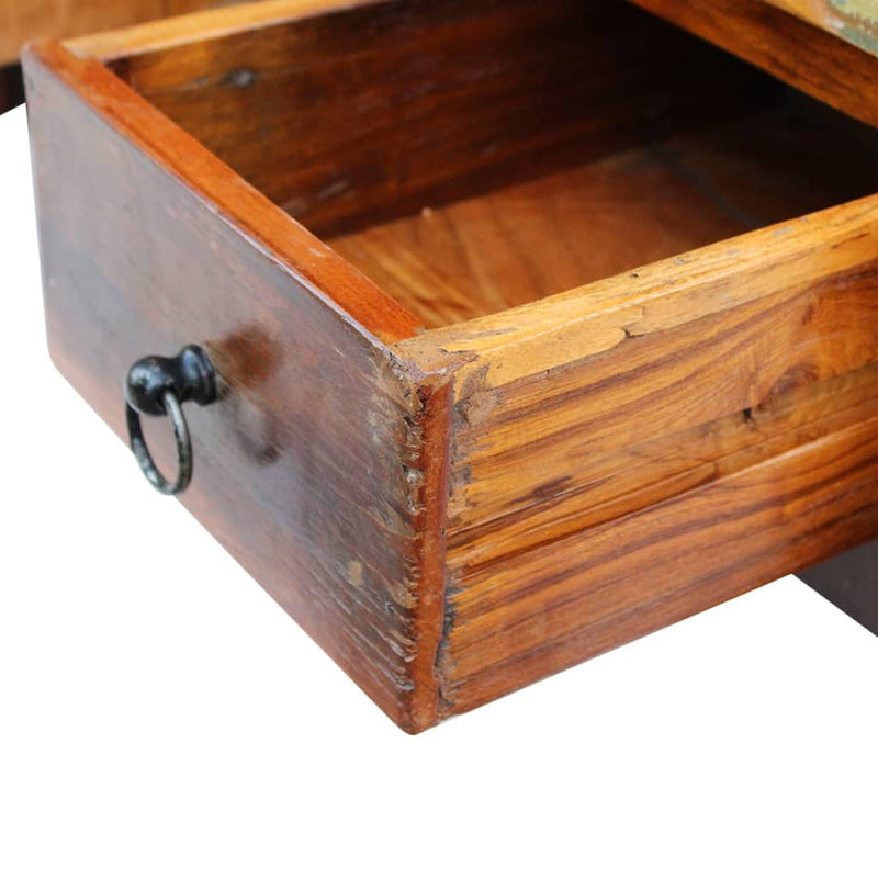 vidaXL tömör újrahasznosított fa fiókos dohányzóasztal 90 x 45 x 35 cm