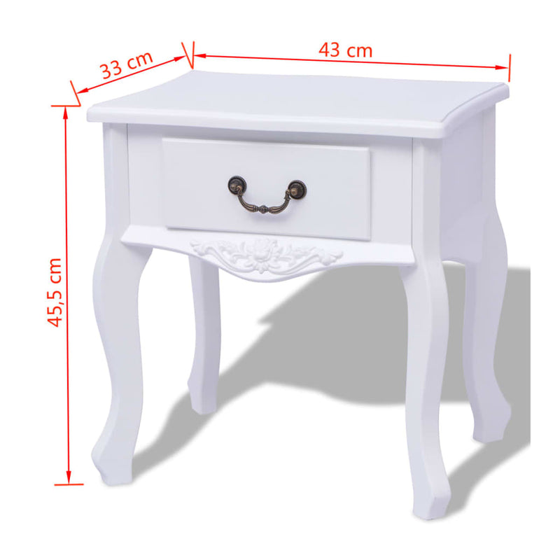 vidaXL Fehér MDF éjjeliszekrény