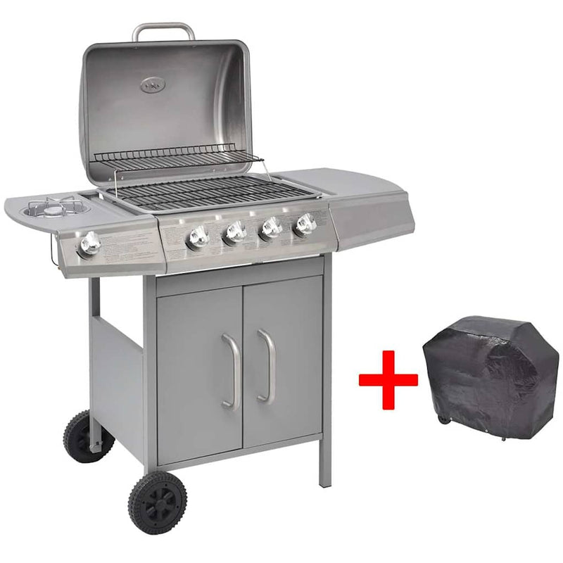 vidaXL ezüst gáz grillsütő 4+1 főzőfelülettel