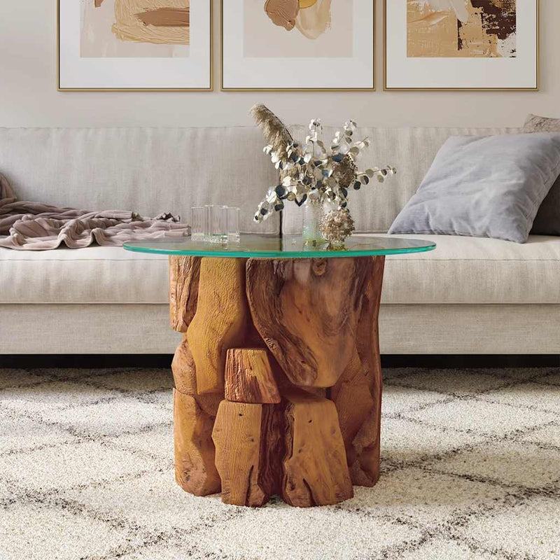 vidaXL tömör tíkfa uszadék dohányzóasztal 60 cm