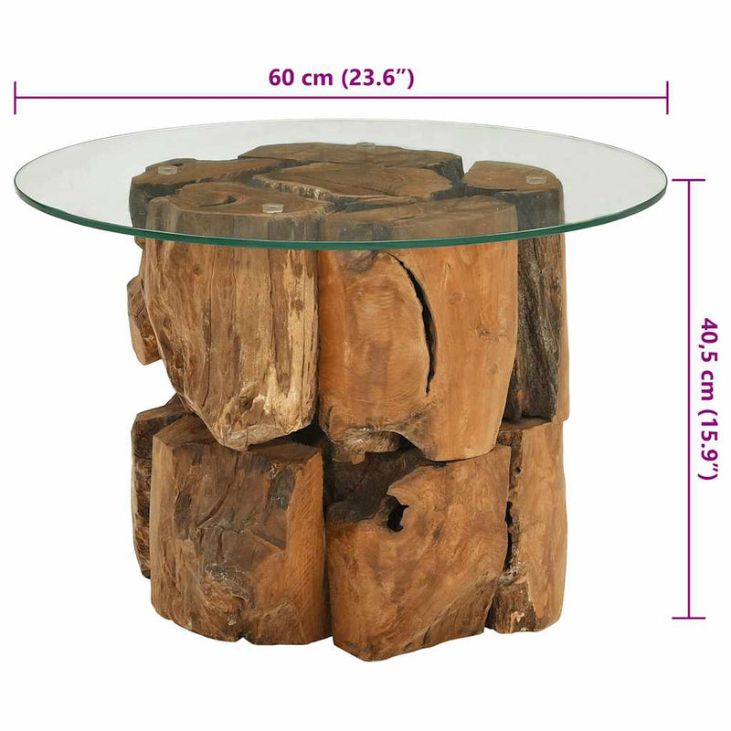 vidaXL tömör tíkfa uszadék dohányzóasztal 60 cm
