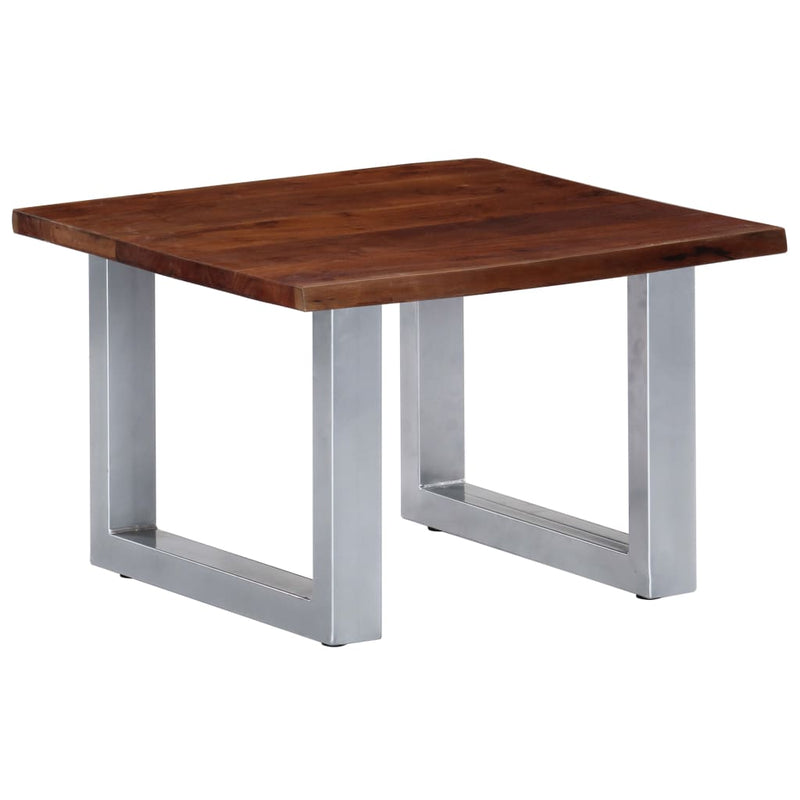 vidaXL tömör akácfa dohányzóasztal természetes szélekkel 60x60x40 cm