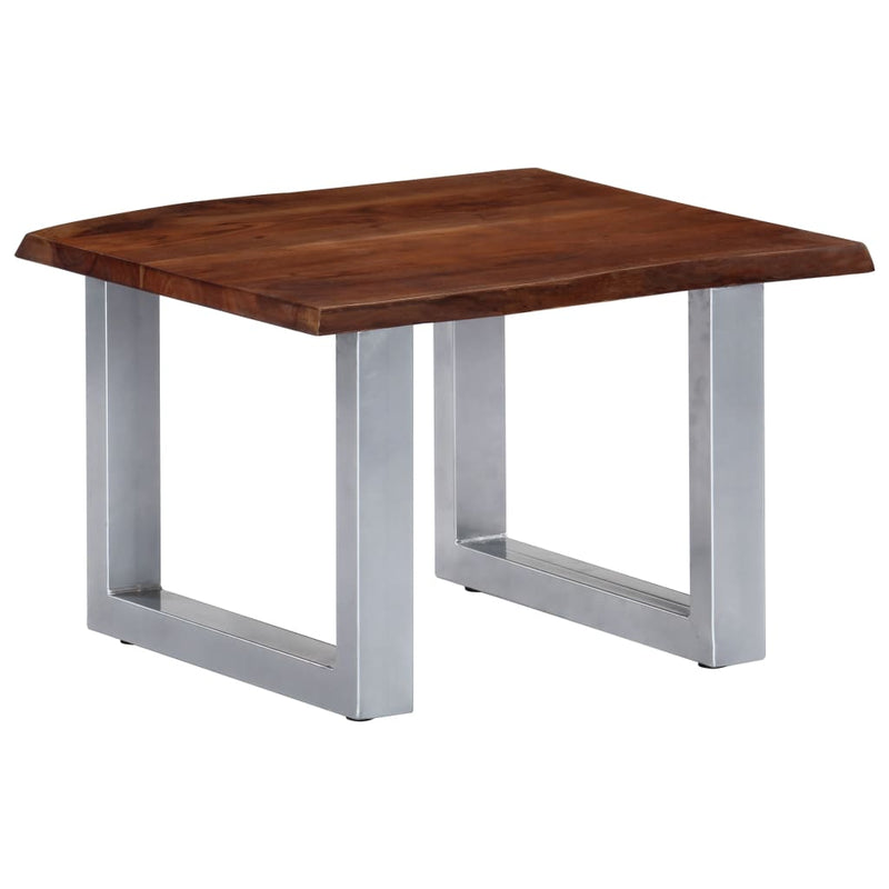 vidaXL tömör akácfa dohányzóasztal természetes szélekkel 60x60x40 cm