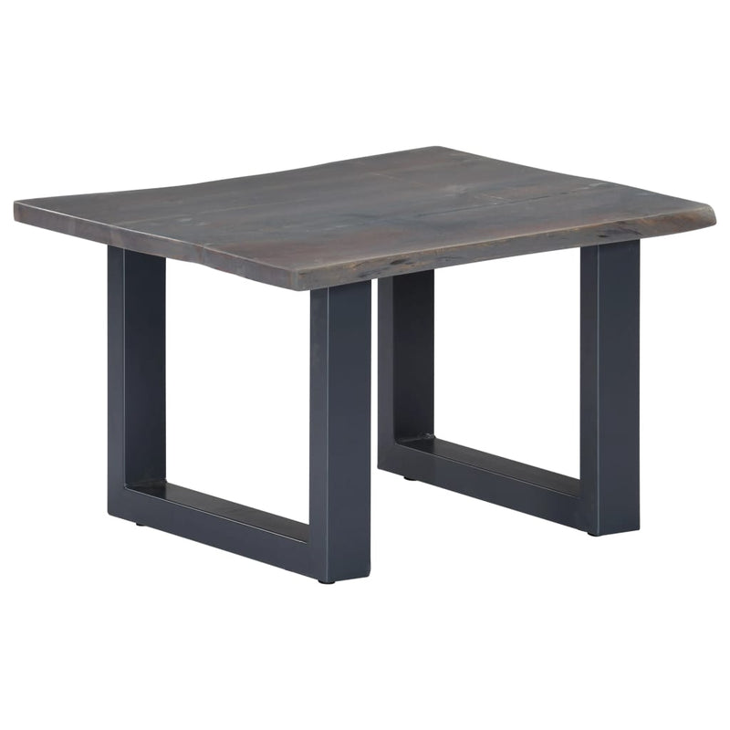vidaXL szürke tömör akácfa dohányzóasztal természetes éllel 60x60x40cm