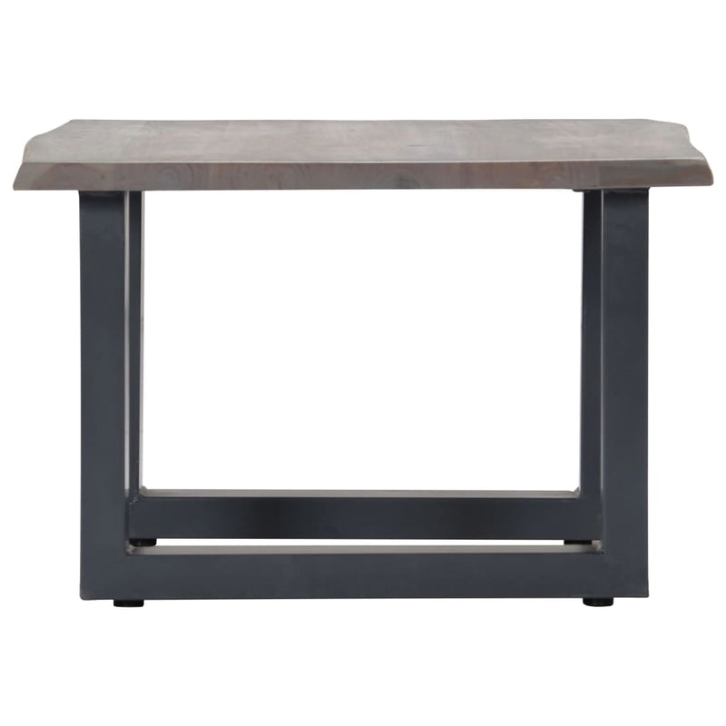 vidaXL szürke tömör akácfa dohányzóasztal természetes éllel 60x60x40cm