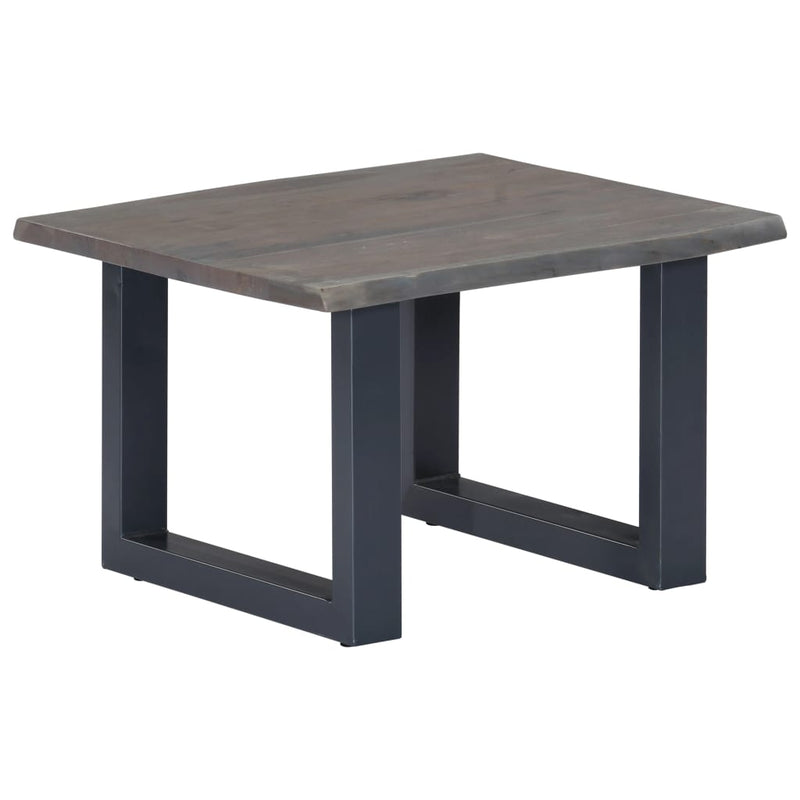 vidaXL szürke tömör akácfa dohányzóasztal természetes éllel 60x60x40cm