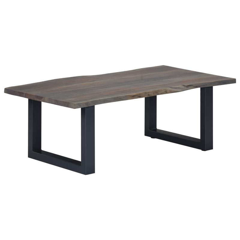vidaXL szürke tömör akácfa dohányzóasztal természetes éllel 115x60x40