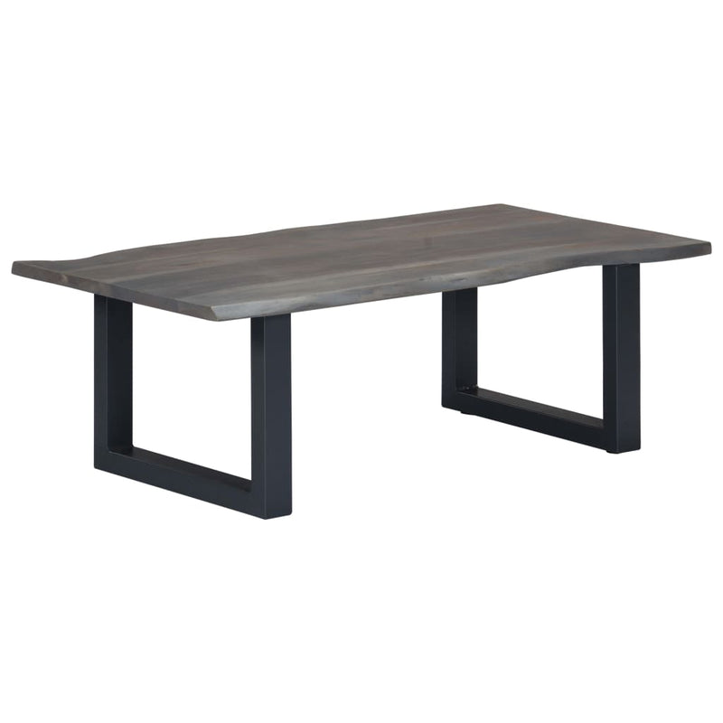 vidaXL szürke tömör akácfa dohányzóasztal természetes éllel 115x60x40