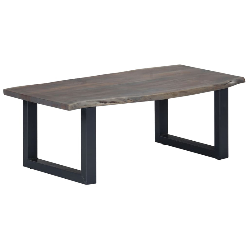 vidaXL szürke tömör akácfa dohányzóasztal természetes éllel 115x60x40
