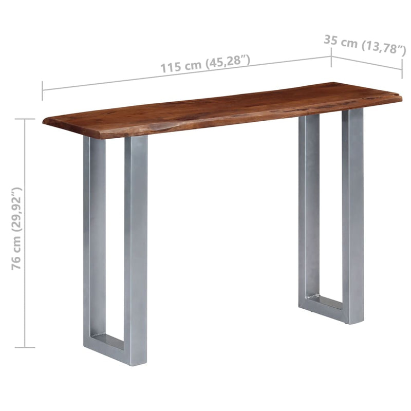 vidaXL tömör akácfa és vas tálalóasztal 115 x 35 x 76 cm