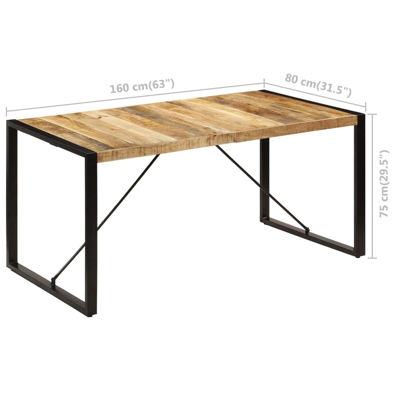 vidaXL tömör mangófa étkezőasztal 160 x 80 x 75 cm