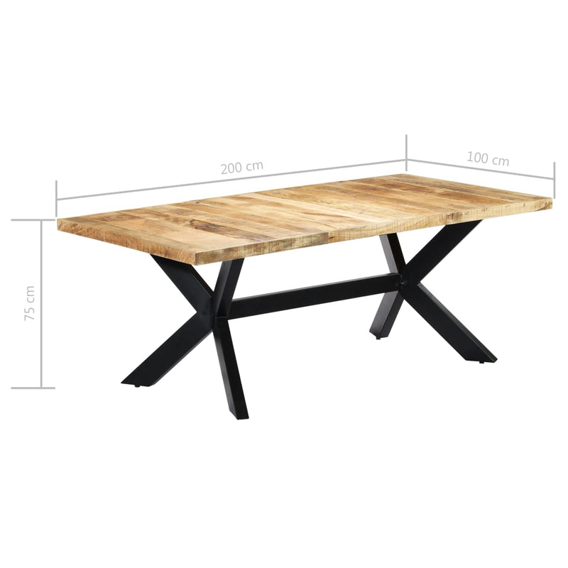 vidaXL tömör mangófa étkezőasztal 200 x 100 x 75 cm
