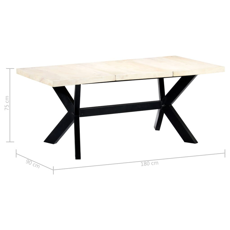 vidaXL fehér tömör mangófa étkezőasztal 180 x 90 x 75 cm