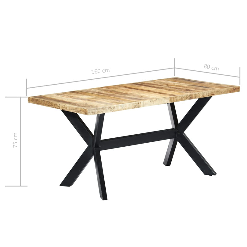 vidaXL tömör nyers mangófa étkezőasztal 160 x 80 x 75 cm