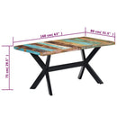 vidaXL tömör újrahasznosított fa étkezőasztal 160 x 80 x 75 cm