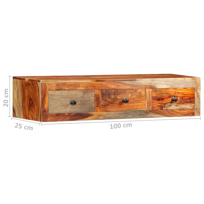 vidaXL tömör akácfából fali tálalóasztal 100 x 25 x 20 cm