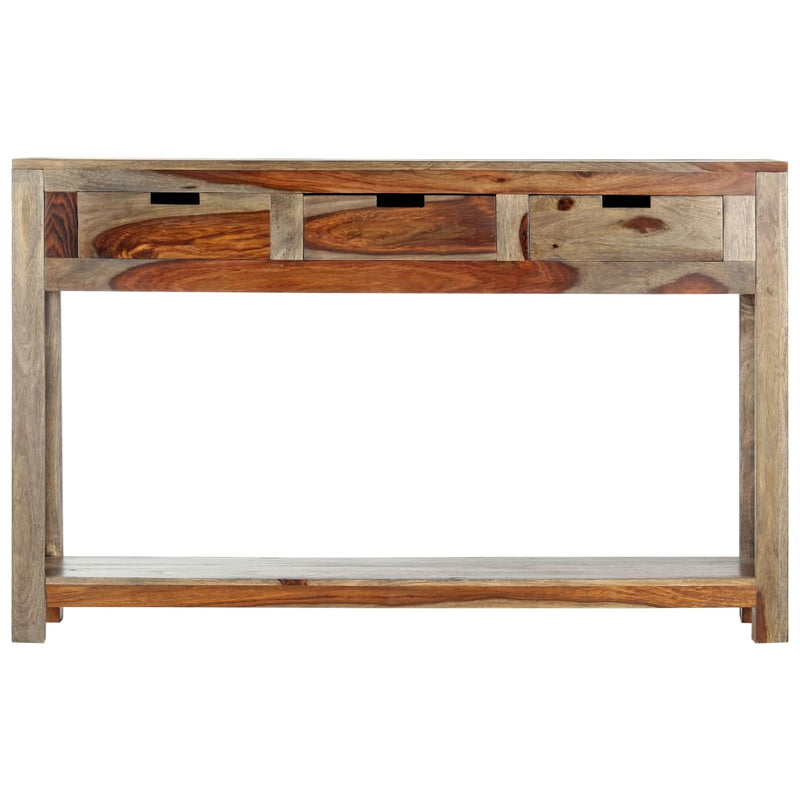 vidaXL tömör akácfából tálalóasztal 3 fiókkal 120x30x75 cm