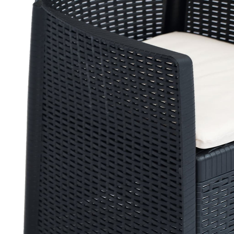 vidaXL 2 db antracit rattan hatású műanyag kerti szék párnával