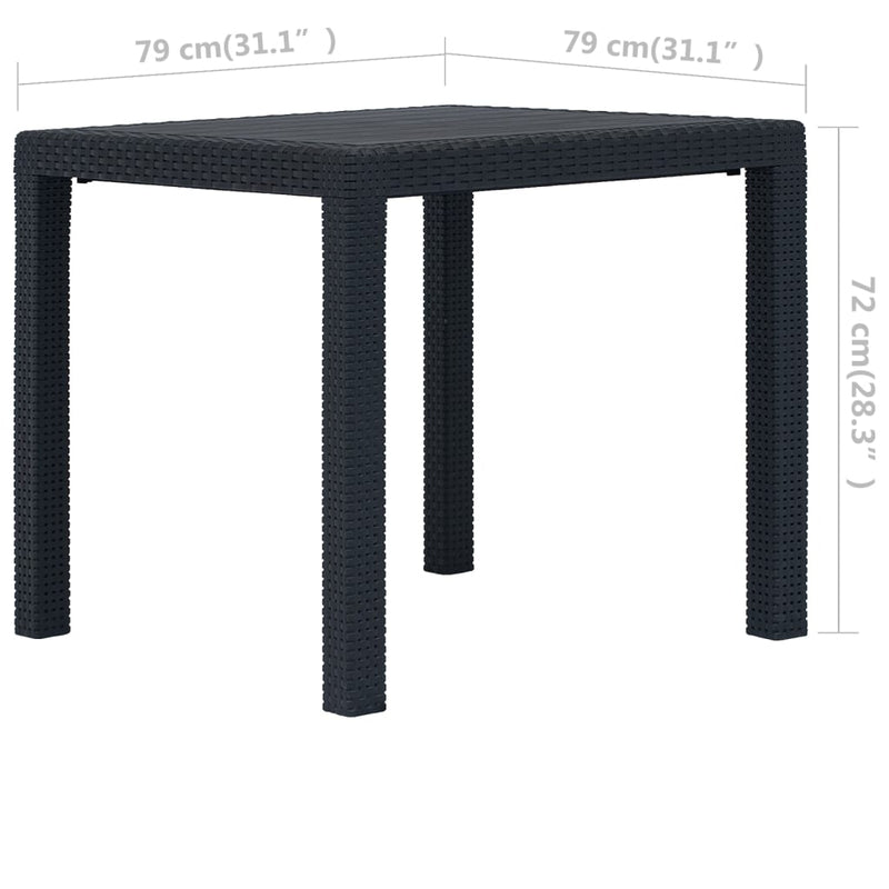 vidaXL antracitszürke rattan küllemű műanyag kerti asztal 79x79x72 cm