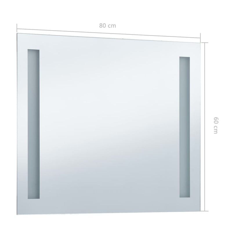 vidaXL LED-es fürdőszobai falitükör 80 x 60 cm