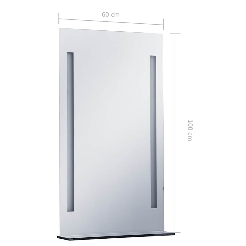 vidaXL LED-es fürdőszobai falitükör polccal 60 x 100 cm