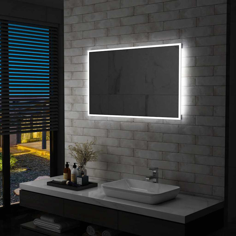 vidaXL LED-es fürdőszobai falitükör 100 x 60 cm