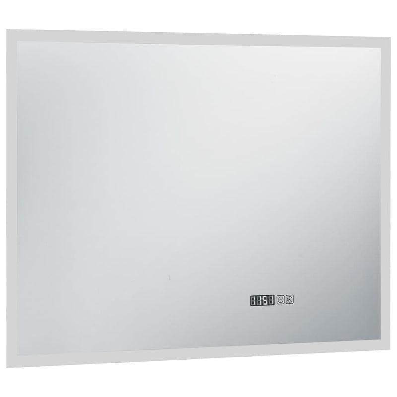 vidaXL LED-es tükör érintésérzékelővel és időkijelzővel 80 x 60 cm