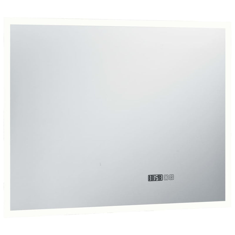 vidaXL LED-es tükör érintésérzékelővel és időkijelzővel 80 x 60 cm