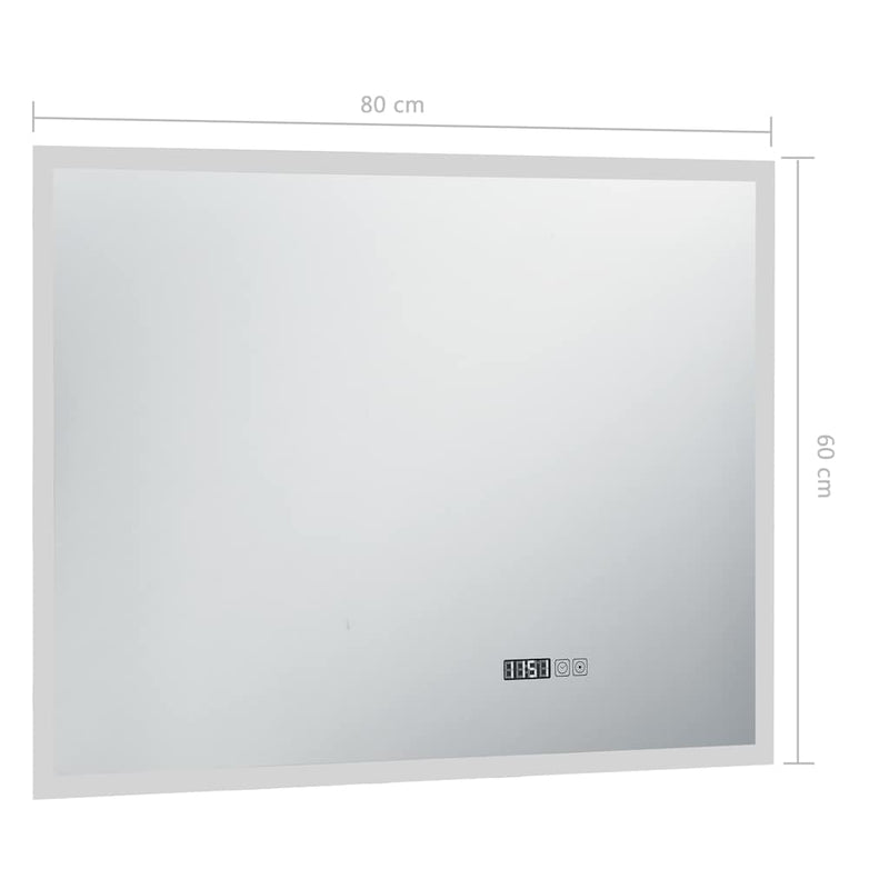 vidaXL LED-es tükör érintésérzékelővel és időkijelzővel 80 x 60 cm
