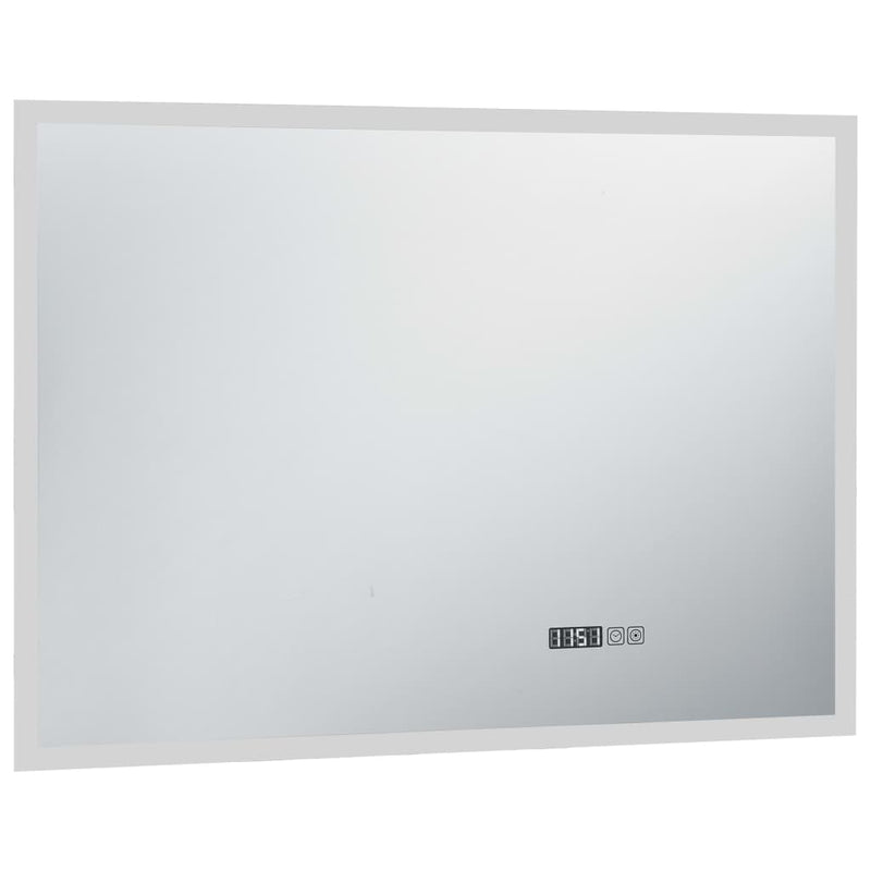 vidaXL LED-es tükör érintésérzékelővel és időkijelzővel 100 x 60 cm